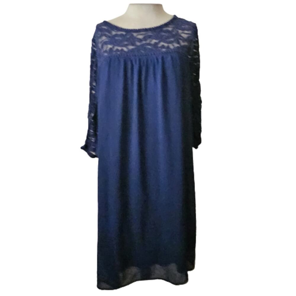 Blue Shift Dress with Lace Detail Size 14